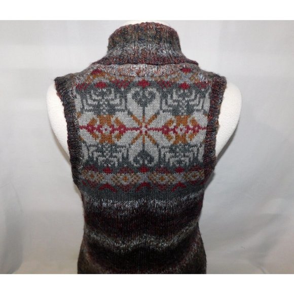 Woolrich Womens M Brown Gray Wool Blend Sweater Cardigan Vest Button Front - Picture 9 of 10